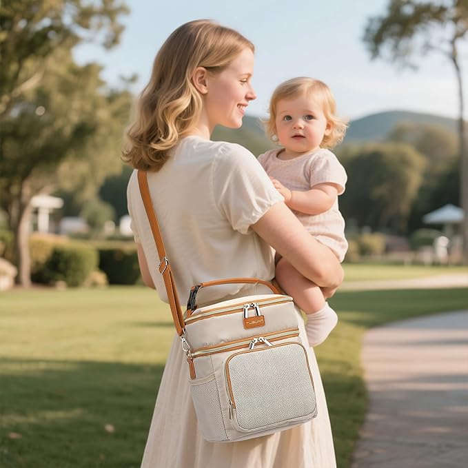 Double Layer Breastmilk Cooler Bag with Ice Pack Insulated Travel Bag for Baby Bottle Breast Milk Storage & Feeding Fits 6 Bottles Up to 9 Ounces Portable Leakproof Bottle Bag for Travel Daycare