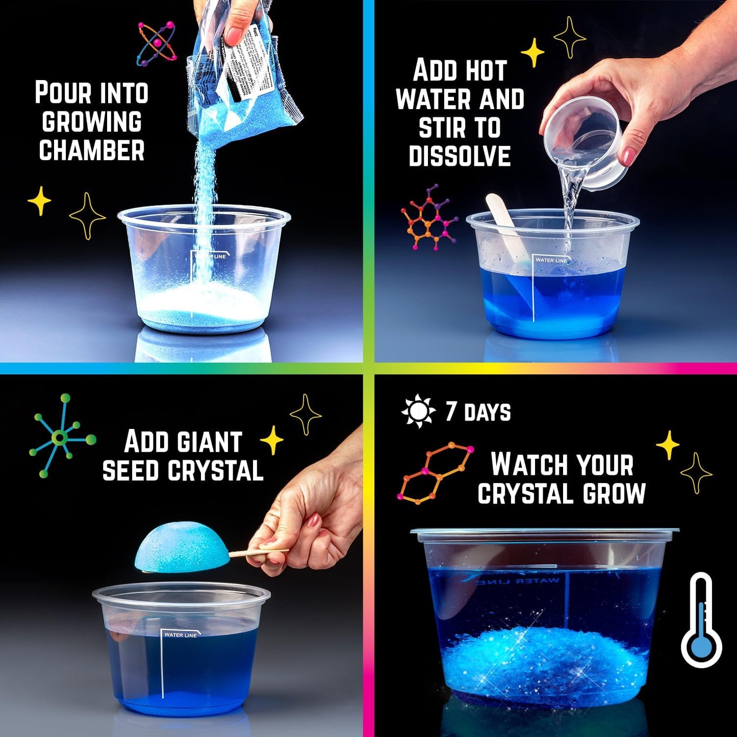 Original Stationery Starry Night Giant Crystal Growing Terrarium Kit for Kids, Fun Crystal Growing Kit with Glow in The Dark Stickers and Glitters, Awesome Gift Idea and Science Kits, Ages 3-14