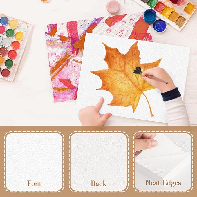 100PCS 9x12 Watercolor Paper Bulk, 140lb/300g Cold Press Thick Water Color Paper Pad for Kid Child Adult, White Art Paper for Drawing Painting Markers Gouache, Textured Cotton Paper Sheets