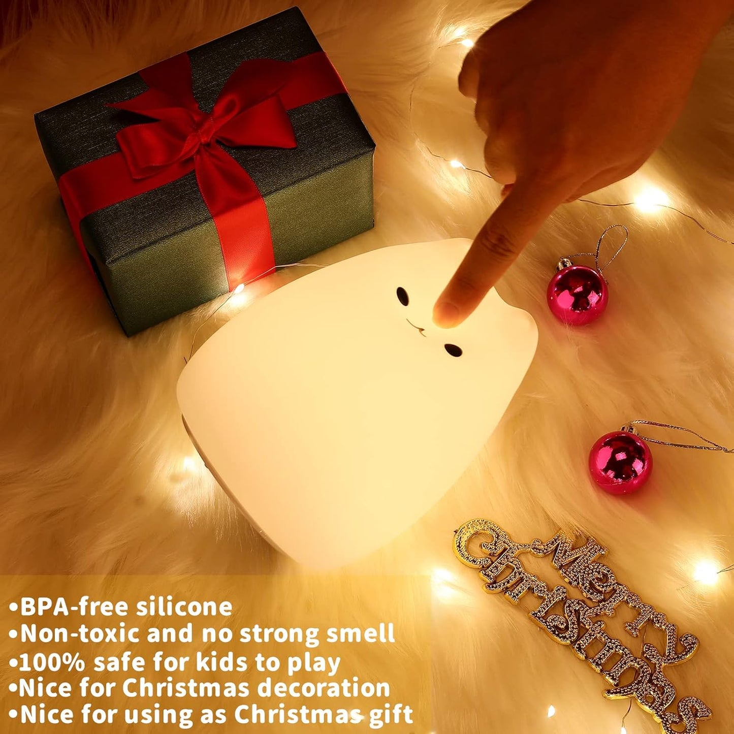 LOVERUIS Remote Control Cat Night Light Gifts for Girls,16 Colors Dimmable Rechargeable Light Teen Girl Decoration Room Night Lamp