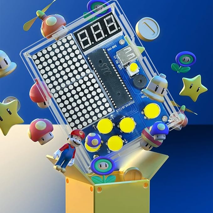 Gikfun Soldering Practice Kit with 4 Retro Games - DIY Electronics Project for STEM Learning, School, Home w/ Acrylic Case EK1987