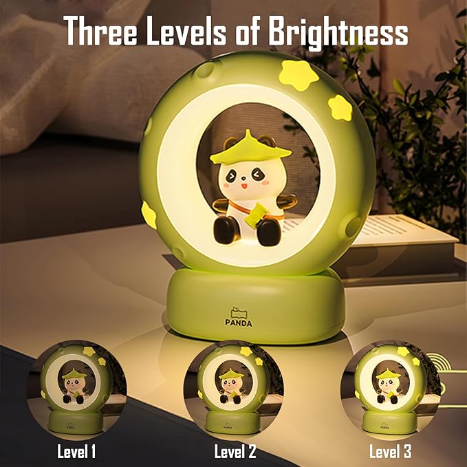 Cloud and Bunny Rechargeable Night Light, Safe Soft Silicone Material, 3 Brightness Levels, Tap Control, Warm Light, Toddler Sleeping Lamp, Bedroom Night Lamp, Gift for Baby and Kid (Moon and Panda)