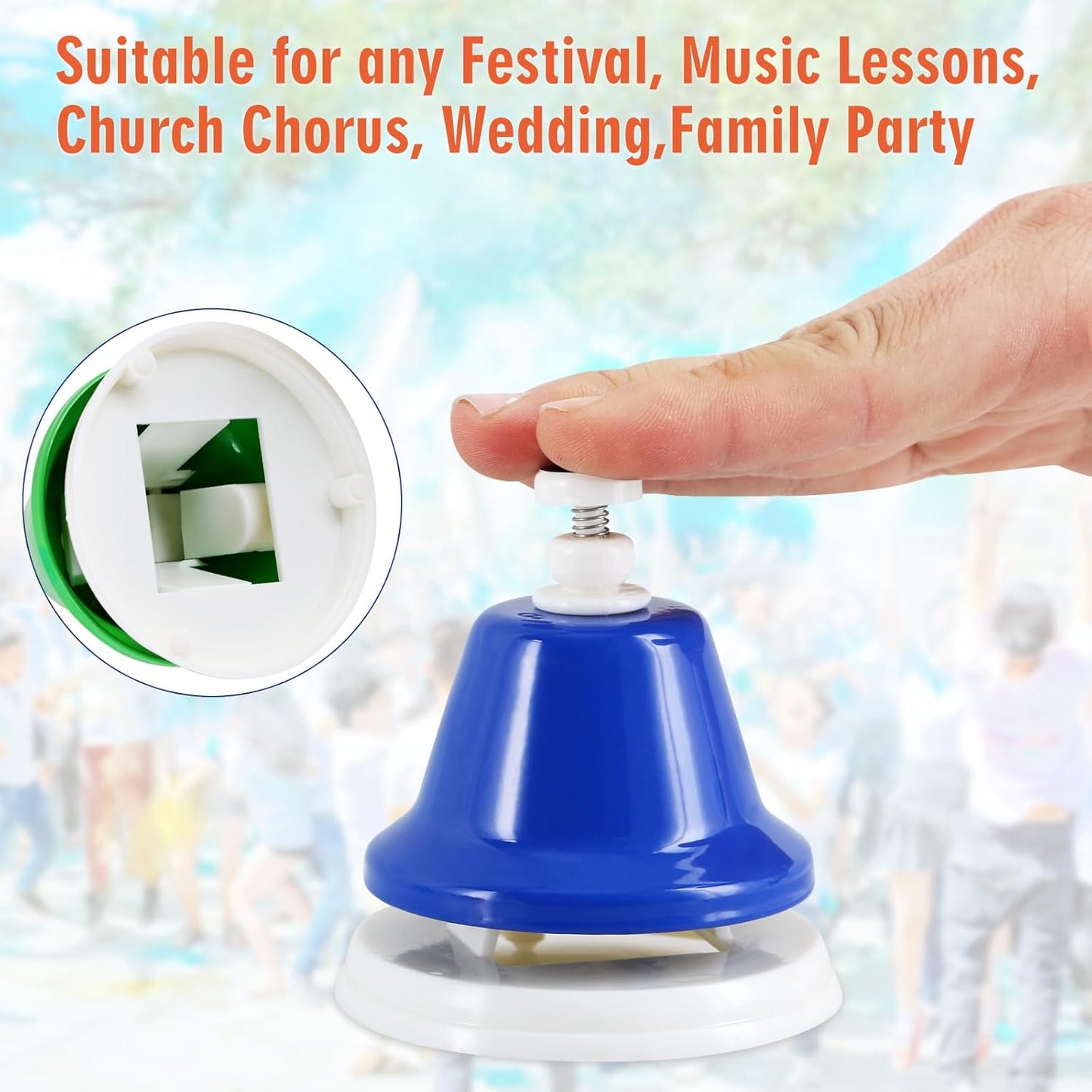 Eastrock Desk Bells, Hand Bells Set 8 Note Diatonic Musical Bells for Toddlers Children Kids Adults, Used for Festival, Musical Teaching, Church Chorus, Wedding, Family Party