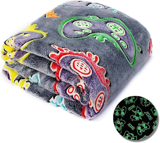 Gamer Gifts Toys for Kids Boys Boyfriend Glow in The Dark Game Blanket for Boys Gaming Gamepad Presents Birthday Christmas Easter