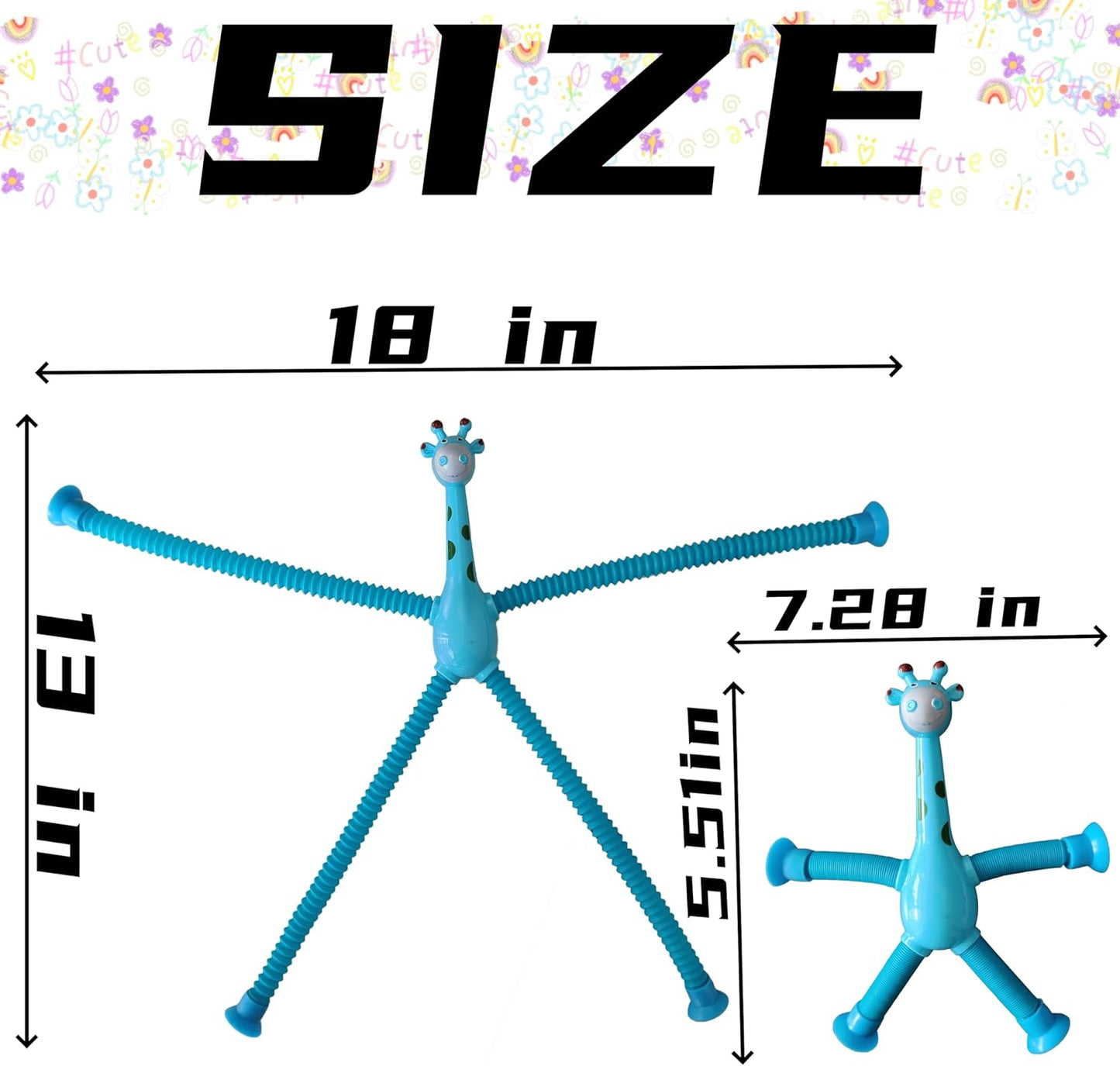 5Pcs Suction Cup pop Tube Giraff Toys, Fidget Toys for Kids Girls,Toddler Toys Age 1-2-4,Kids Toys,Sensory Toys for Kids 5-7,Suction Cup pop Tube Toys (5 Pack Giraff)