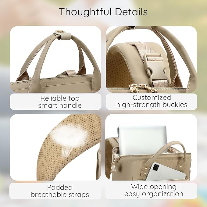 AIJIEKE Diaper Bag, Large Wide-Open Baby Diaper Backpack, Multi-functional Baby Travel Tote Bag, Diaper Bag with Changing Pad, Diaper Bags for Mom & Maternity (Brown Taupe)