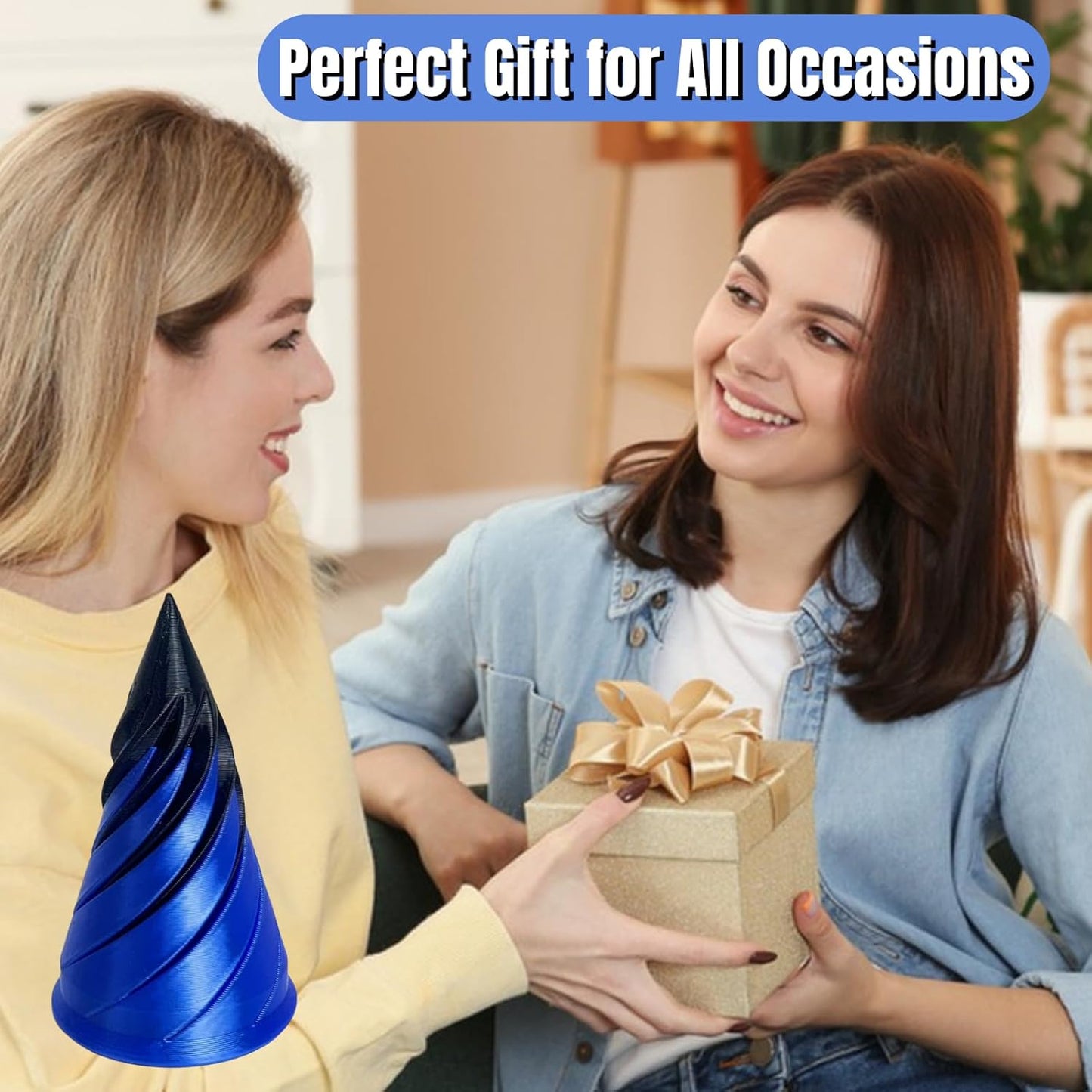 Impossible Pyramid Passthrough Sculpture, Pass Through Pyramid Fidget Toy 3D Printed Spiral Cone Fidget Toy, Mini Vortex Thread Illusion, Desktop Deco Souvenir Gift Mini Stress Relief Desk Toy