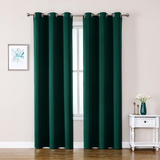 ChrisDowa Blackout Curtains 78 inches Long for Bedroom - 2 Panels Set Grommet Thermal Insulated Room Darkening Curtains for Living Room (Forest Green, 42 x 78 Inch)