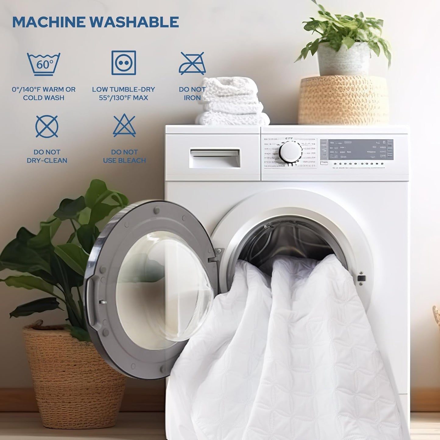 BEDLORE 2 Pack Waterproof Mattress Protector, King Size Mattress Pad with Deep Pocket Fitted Up to 6-18 inches, Soft Noiseless Single Bed Mattress Cover for Bedroom, Dorm Room (White)