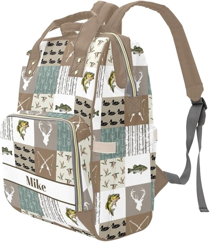 Personalized Hunting Them Diaper Bag with Name – Custom Baby Bag, Nursing Tote Backpack for Mom, Custom Name Mommy Daypack, Shower Gift for Baby
