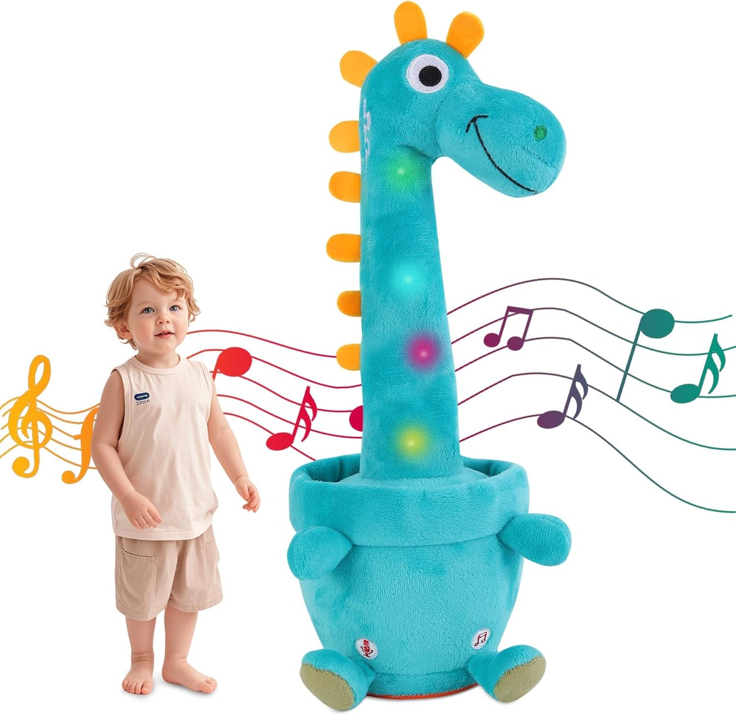 Dancing Talking Dinosaur for Baby Toddler, Interactive Mimicking Toy with Recording and Repeating, 60 Songs