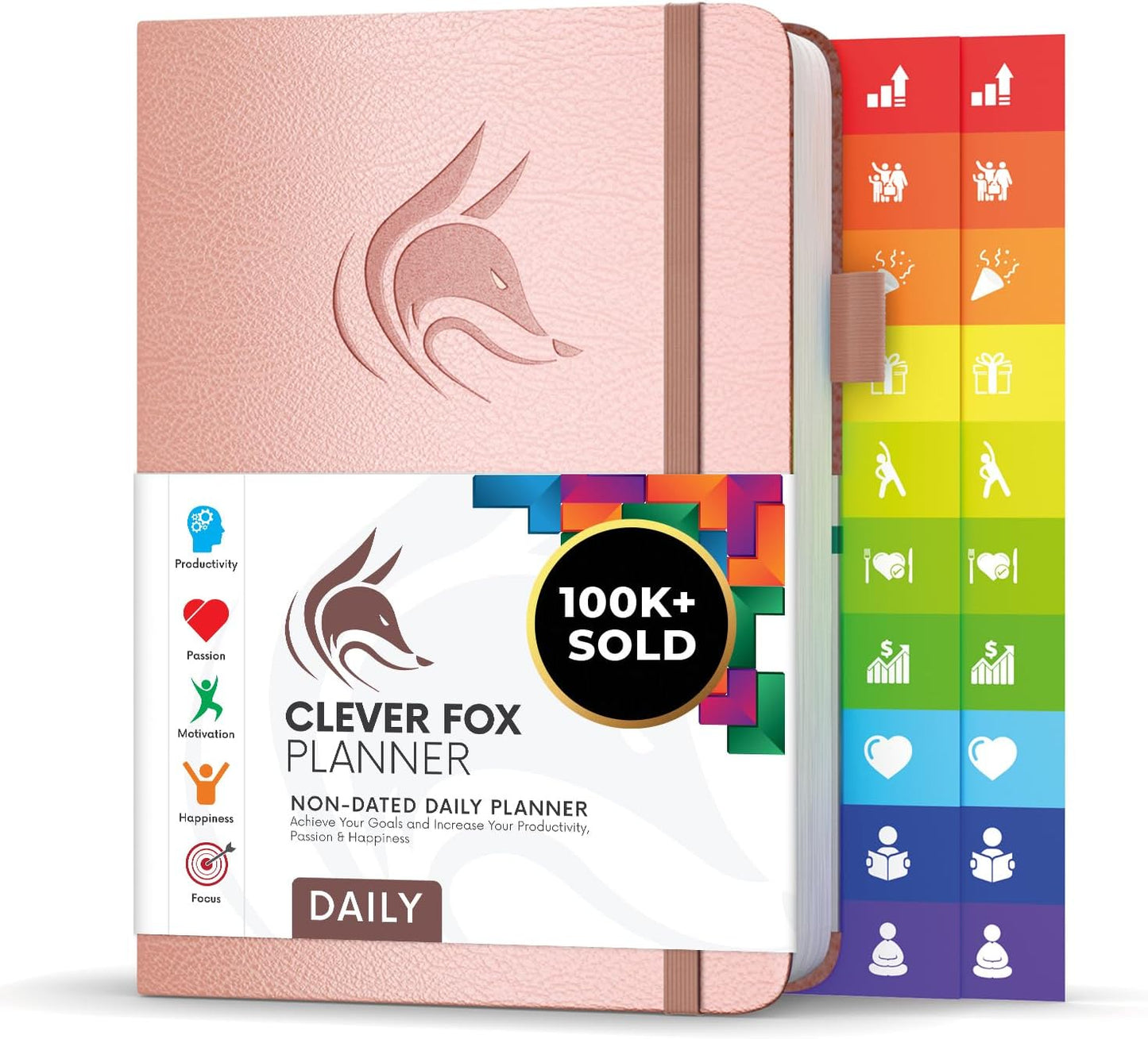 Clever Fox Daily Planner – Undated Planning Notebook with Hourly Schedule & To-Do List – Personal Day Task & Work Organizer, 6 Months (Rose Gold)