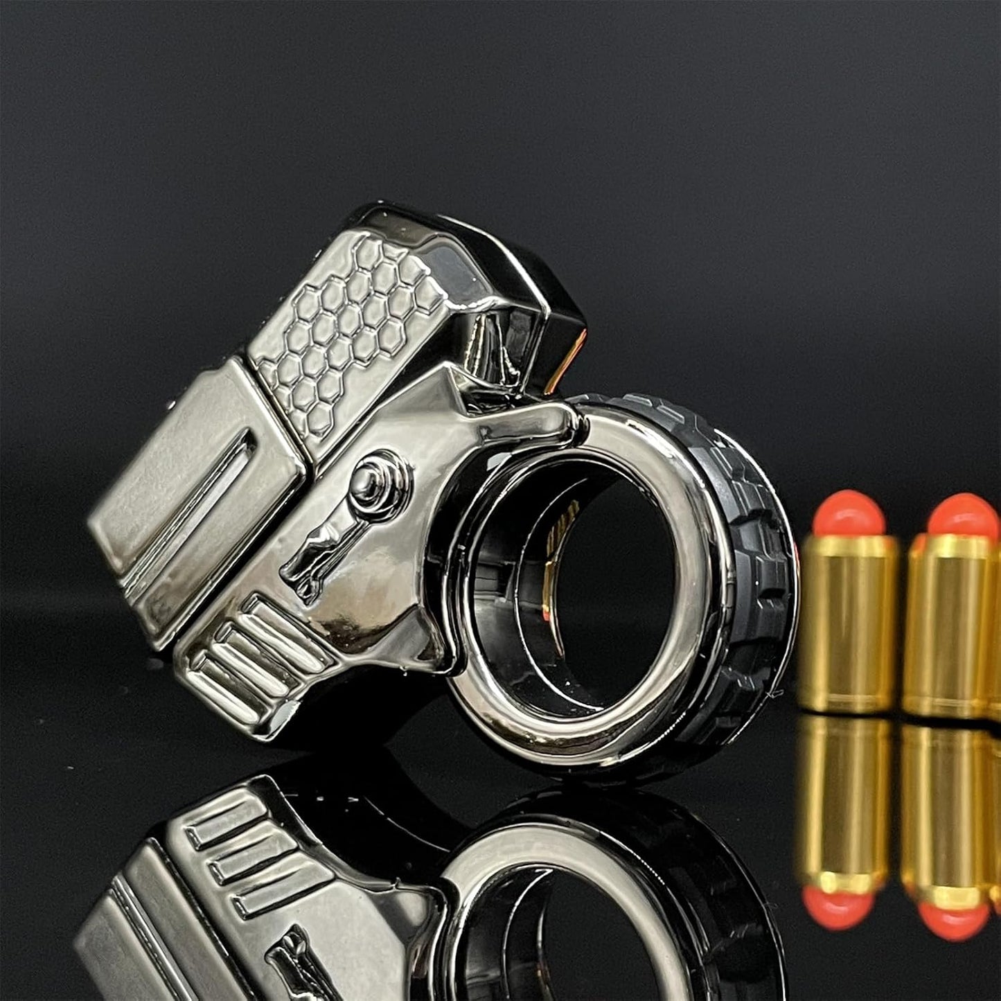 Alloy Gun Shape Fidget Ring EDC Fidget Spinner Metal Hand Spinner Adult Fidget Toys ADHD Tool Anxiety Stress Relief Toys Office Desk Toys (Gray)