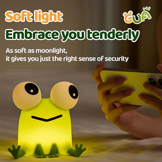 Frog Night Light for Kids, Cute Silicone Dimmable Nursery Night Light, Rechargeable Bedside Lamp, Portable Creative Gifts for Children, Teens, Girls, Boys Christmas Birthday