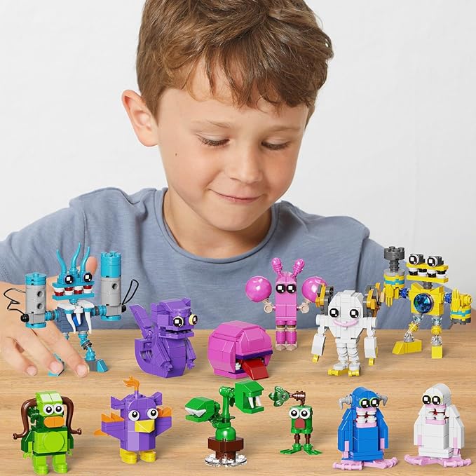 12 in 1 Singing Monster Figures Building Set, Wubbox Monsters Action Figure Game Toy Collectible Decoration Building Toy Compatible with Lego, Great Gift for Fans, Boys and Girls Aged 6+ (637 Pieces)