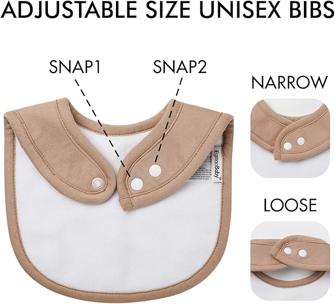 10 Pack Cotton Snap Bibs for Baby Boy Girl, Super Soft Drool Bibs for Teething and Feeding