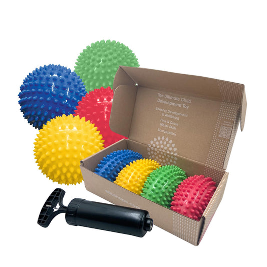 Edushape Original Sensory Ball for Baby - 4" Deflated with Pump - Solid Primary Color - Enhances Gross Motor Skills for Kids 6 Months & Up