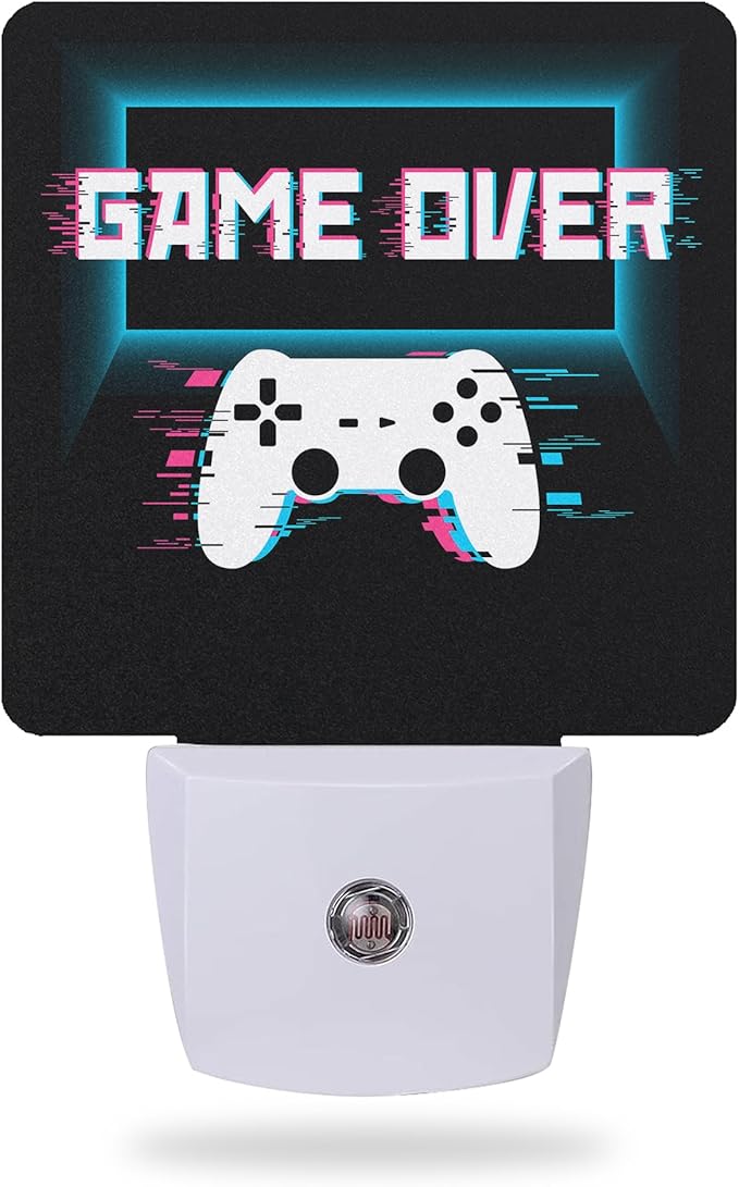 Gamer Game Controller Night Light,Game Over Night Lights Plug into Wall for Boys Girls Bedroom Decorative Half Round Nightlight Led Lamp 0.5W Sleep Friendly
