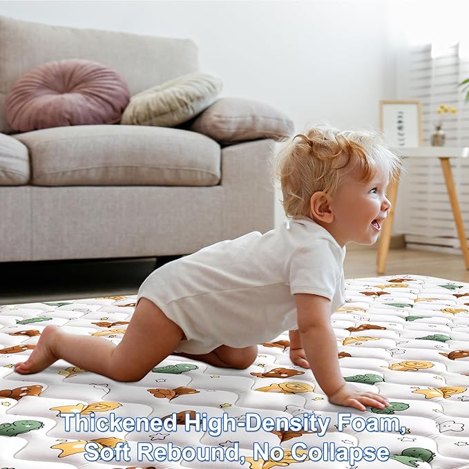 Premium Foam Baby Play Mat for Floor 79" X 71", Extra Large Soft Thicker Activity Playmats for Babies, Toddlers, Infants, Play & Tummy Time, Foldable & Machine Washable Baby Crawling Mat