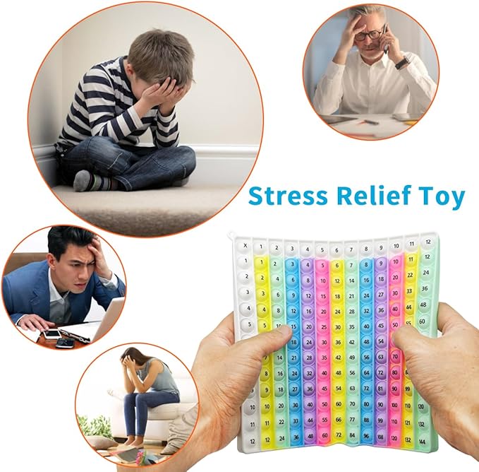 Interactive 12x12 Multiplication Pop Board - STEM Sensory Math Toy with Poppable Bubbles, Classroom & Homeschool Learning Game, Multiplication Table Chart for Kids, Stress Relief Tool, CPC Certified