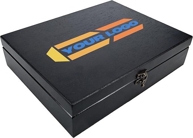 WE Games Color Logo Wooden Treasure Box with Lid & Brass Latch - Black Stained