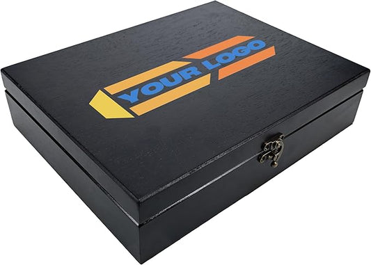 WE Games Color Logo Wooden Treasure Box with Lid & Brass Latch - Black Stained