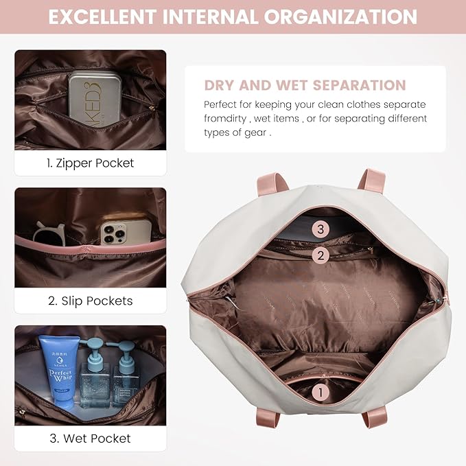 LOVEVOOK Weekender Bag, Large Travel Duffel Bag for Women with 2 Packing Cubes, Carry on Overnight Bag with Shoe Compartment, Mom Hospital Bags for Labor and Delivery