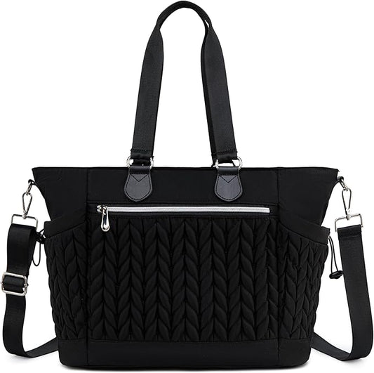 Diaper Bag Tote, Large Tote Baby Diaper Bag with 15.6" Laptop Compartment and Insulated Pockets, Crossbody Hospital Bags