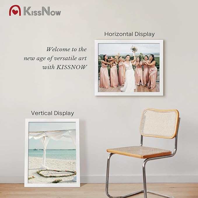 16x20 Picture Frame 2 Pack, Textured White Solid Wood, Wall Gallery Poster Frame