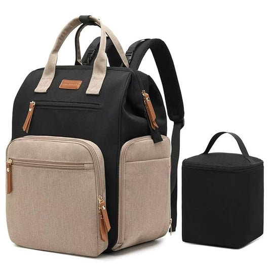 Breast Pump Bag for Spectra S1 S2 Medela, Convertible Large Diaper Bag Backpack for Working Moms with 14 inch Laptop Sleeve & Cooler Storage, Black Khaki