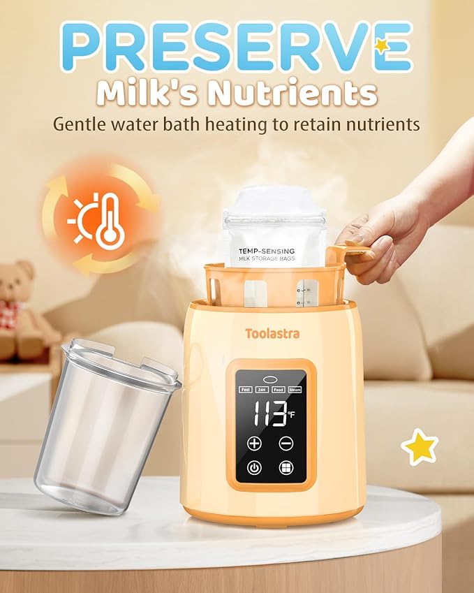 Bottle Warmer, Faster Heating Baby Milk Warmers for All Bottles with Accurate Temp Control Water Bath Tech and Auto Shut-Off, BPA-Free Multifunctional Bottle Warmer for Breastmilk and Formula