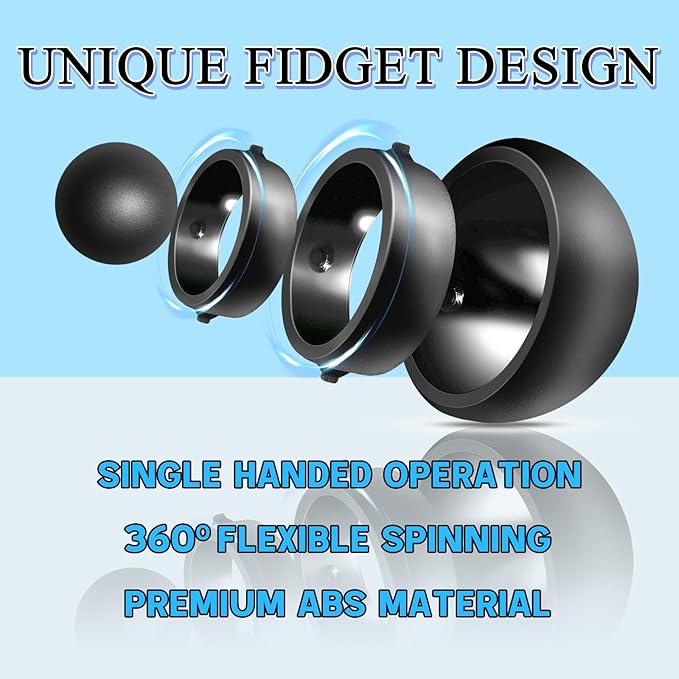 Fidget Toys Adults Pack, 4PC Black Fidget Spinner Set for Kids, Sensory Toys Boys Girls Teens Christmas Stocking Stuffers Party Favors, ADHD Autism Stress Relief Finger Toys, Gift for New Year