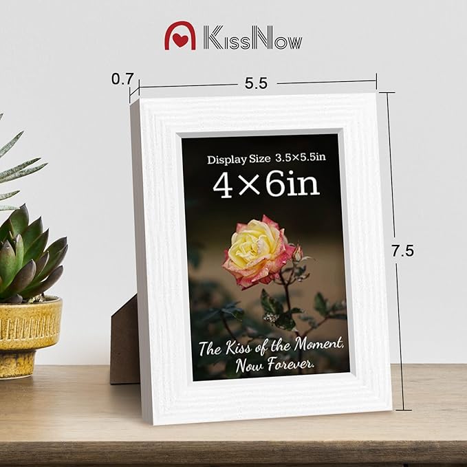 4x6 Picture Frame 2 Pack, White Solid Wood Gallery Photo Frame, Wall Hanging or Tabletop Display