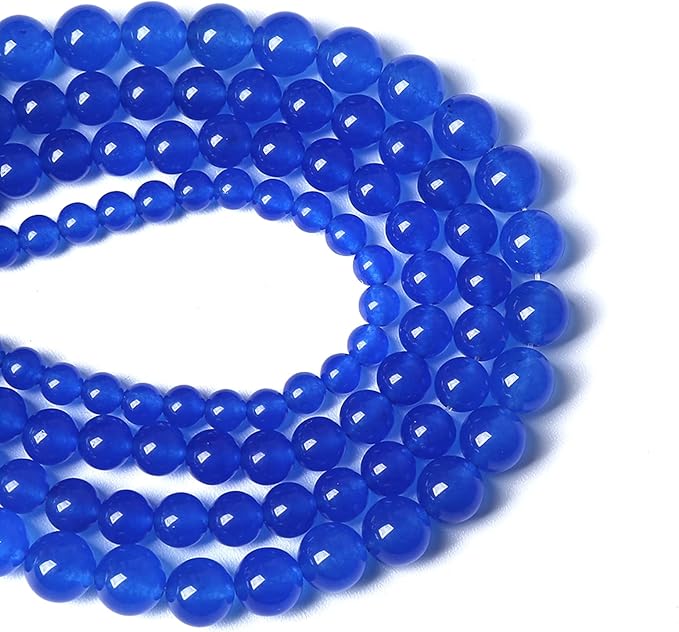 120PCS 6MM Deep Blue Chalcedony Natural Stone Loose Beads for Jewelry Making DIY Bracelet
