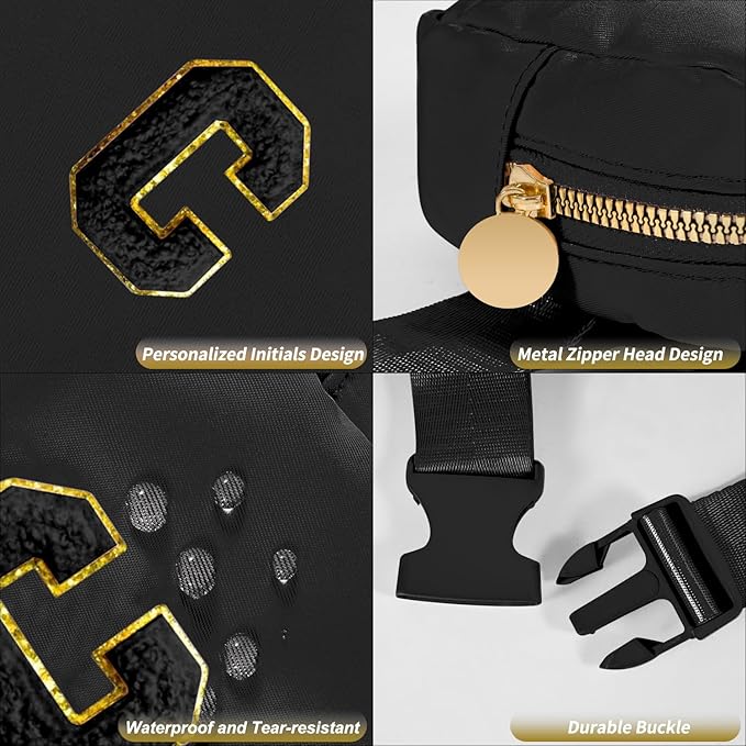 Customized Birthday Gifts for 2 3 4 5 6 7 8 9 10 11 Year Old Girls - Mini Fanny Pack Cute Crossbody Bag Trendy Stuff,Graduation Gifts for Girls Teens Kids Daughter Sister Her - Black,C