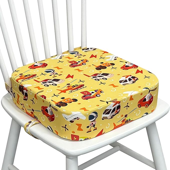 Toddler Booster Seat for Kitchen Chair, 3.5" Oxford Foam Cushion, Non-Slip Base, Adjustable Straps, Portable Dining Booster for Self-Feeding Toddlers at Home or on The Go (Car)