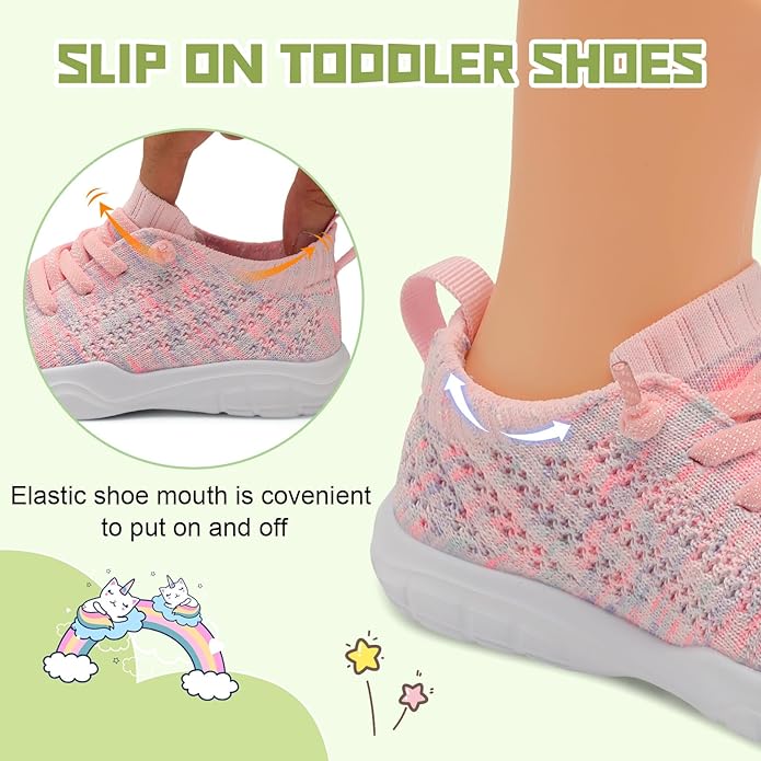 JIASUQI Toddler Shoes for Boys Girls Slip on Sneakers Wide Toe Walking Shoes Toddler Sock Shoes