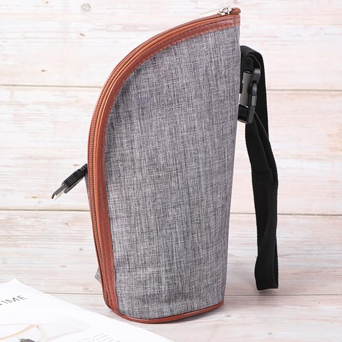 3sets Portable Bottle Warmer Heater with USB Cable Smart Travel Cup Covers Temperature Feeding Grey