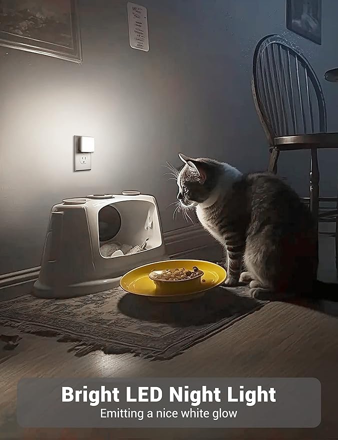 LED Night Light, JandCase Night Light Plug into Wall with Light Sensors[4 Pack], 5000K Daylight, Small Nightlight for Kids Bathroom,Hallway,Dinning Room,Kitchen