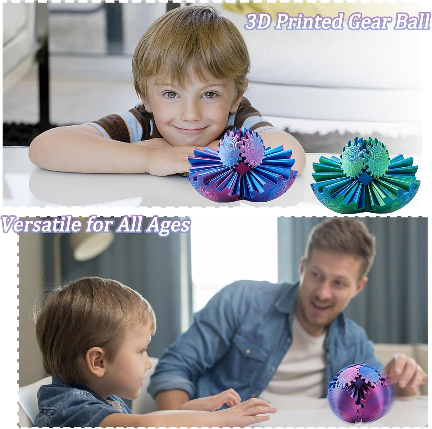 Gear Ball - Steampunk Spin Miracle Fidget, Fidget Gear Ball, 3D Printed Gear Ball Spin Ball Gear Fidget Toy, Hand Spin Ball for Stress and Anxiety (Green)