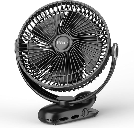 12000mAh Clip on Fan 30H Longest Runtime, 8in Portable Fan Rechargeable, Ultra Quiet with Heavy-Duty Clamp, USB Desk Fans for Golf Cart,Office Desk, Treadmill, Camping, Bedroom