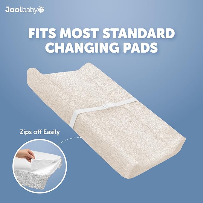 Jool Baby Changing Pad Covers (2 Pack) Soft & Comfortable, Fits Most Standard Diaper Changing Pads (Off-White & Oatmilk-Wave)