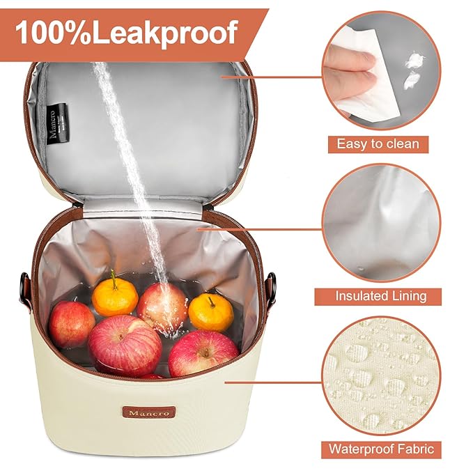 Mancro Breast Milk Cooler Travel Bag with Ice Pack, Insulated Baby Bottle Bag Fits for 6 Baby Bottles Up to 9 Ounce with Detachable Shoulder Strap, Breastmilk Cooler for Working Mom or Daycare, Beige