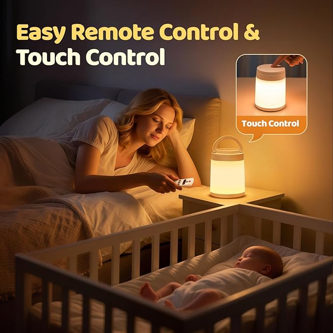 Night Light for Kids,10 Colors+8 Dimmable Baby Night Lights for Nursery Lamp,Portable+Remote+Touch Nightlight for Kids Room,1800mAh Rechargeable night light for Breastfeeding,Red Toddler Night Light