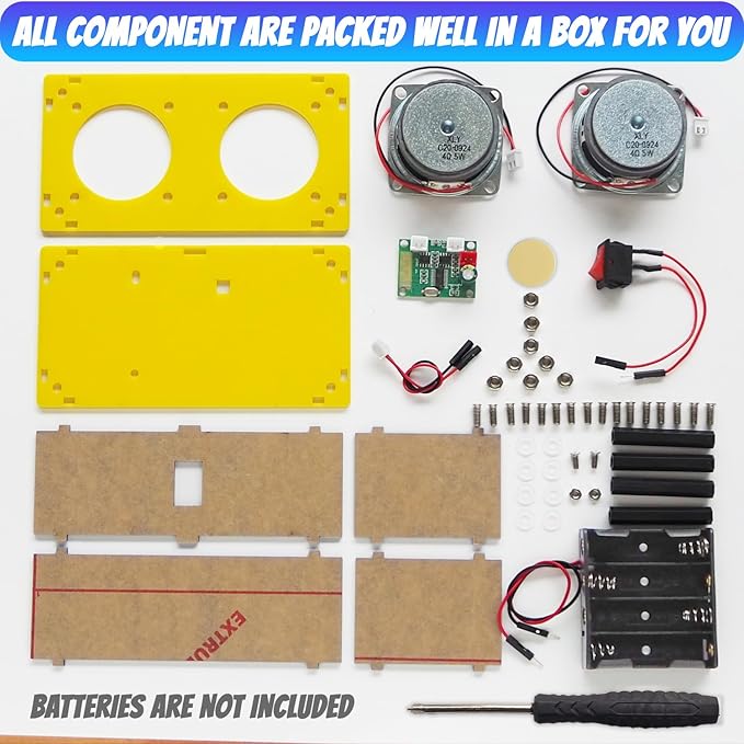 ‌DIY Bluetooth Speaker Kit Build-Your-Own Bluetooth Speaker Kit - Solder-Free STEM Project with Bass Boost, Fun Electronics Learning DIY Gift for Teen Girls and Boys & Adults