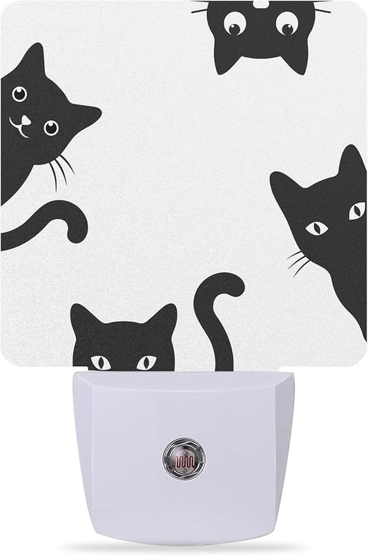 Night Lights Plug into Wall Black Cats Night Lights Dusk to Dawn Sensor Led Lamp for Women Men,Led Lights for Stairway/Hallway/Bedroom,0.5W