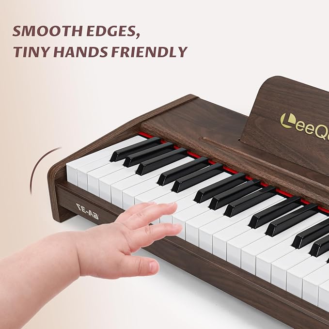 LeeQee 37-Key Wooden Kids Piano Keyboard - Electronic Music Toy with Pro Sound, Educational Learning Modes & Portable Power - Best Toddler Educational Gift for Aspiring Musicians