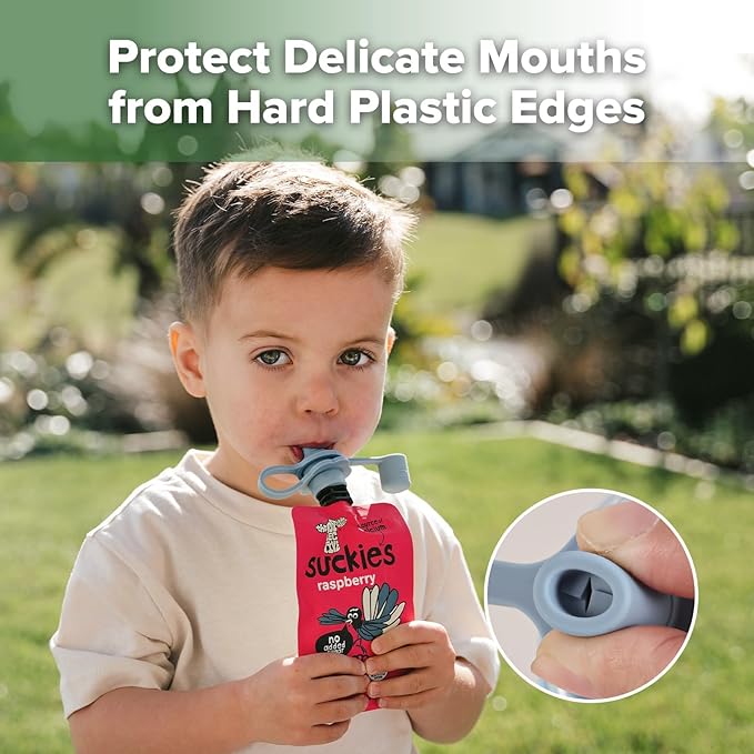 haakaa Multi-Functional Silicone Spout,Pouch Topper No Spill,Water Bottle Topper for Toddlers,100% Food Grade Silicone,4 Pack