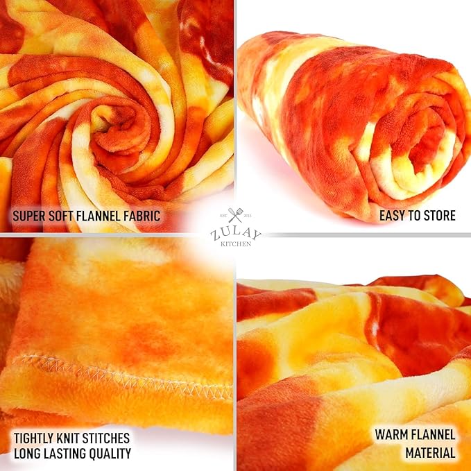 Zulay Pepperoni Pizza Blanket - Novelty Big Pizza Blanket Adult and Kids - Premium Soft Flannel Round Pepperoni Blanket for Indoors, Outdoors, Travel, Home and More, 285 GSM - 47 Inches
