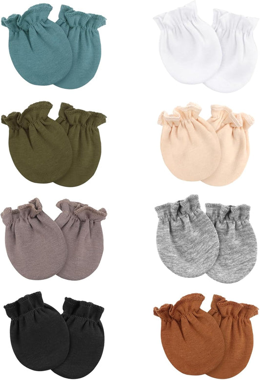Newborn Baby Mittens No Scratch Cotton Elastic Wrist Gloves Infant Toddler Mittens for Baby Boy Girl 0-6 Months